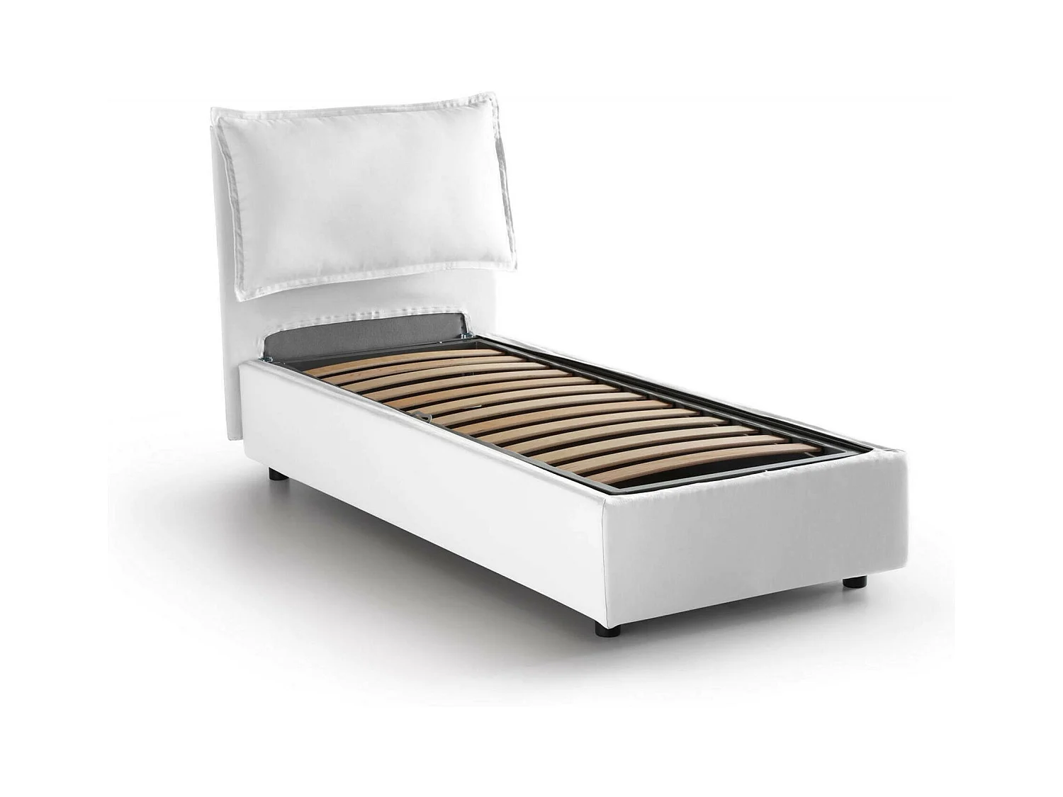 Dgjyl eenpersoonsbed, Opbergbed met stoffen bekleding, 100% Made in Italy, Zijopening, geschikt voor matras 80x190 cm, Wit