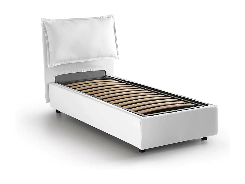 Letto Singolo Aphrodite, Sfoderabile Made in Italy, 95x205 cm Bianco