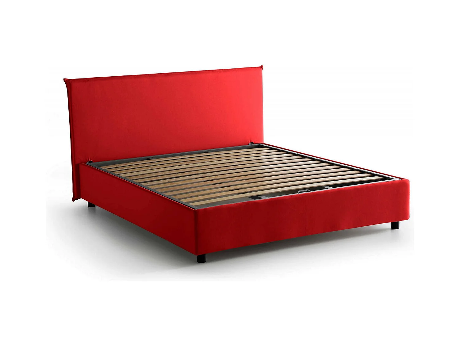 Lit double Dambros, Lit coffre avec revêtement en tissu, 100% Made in Italy, Ouverture frontale, adapté pour matelas 160x190 cm, Rouge