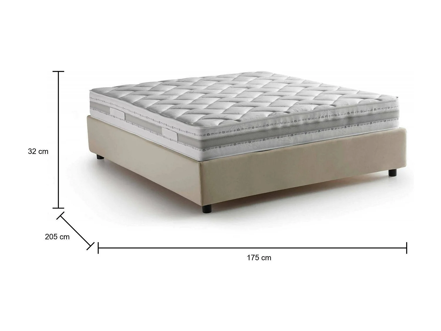 Lit double Dcacac, Lit coffre avec revêtement en tissu, 100% Made in Italy, Ouverture frontale, avec matelas 160x190 cm inclus, Beige