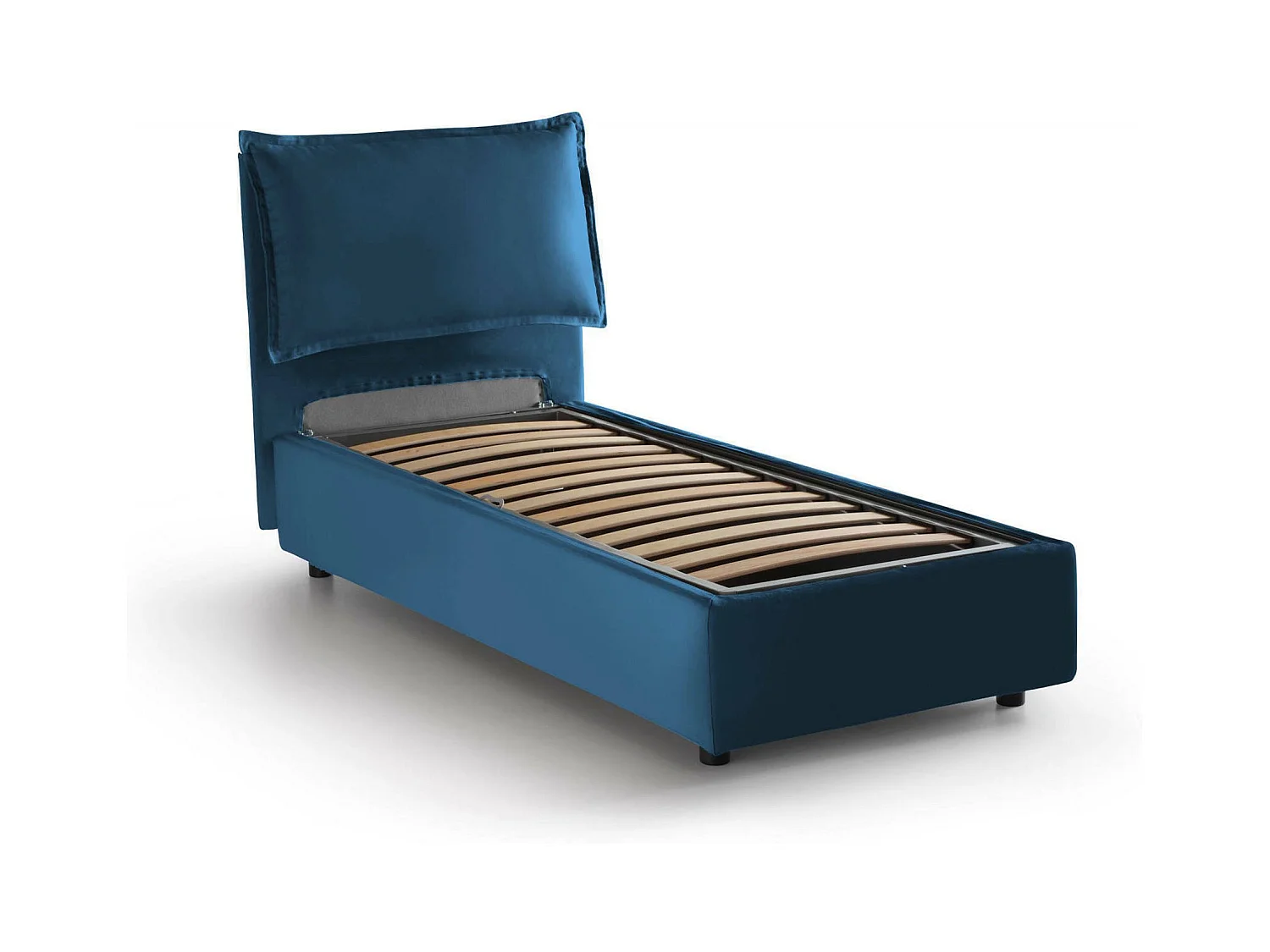 Dgjyl eenpersoonsbed, Opbergbed met stoffen bekleding, 100% Made in Italy, Zijopening, geschikt voor matras 80x190 cm, Blauw