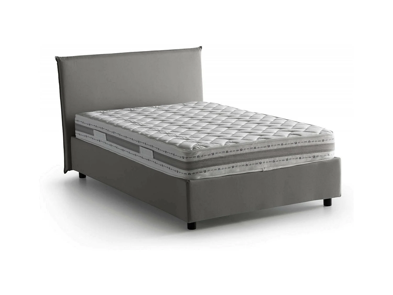 Daceret tweepersoonsbed, Opbergbed met stoffen bekleding, 100% Made in Italy, Opening aan de voorkant, inclusief matras 120x190 cm, Grijs
