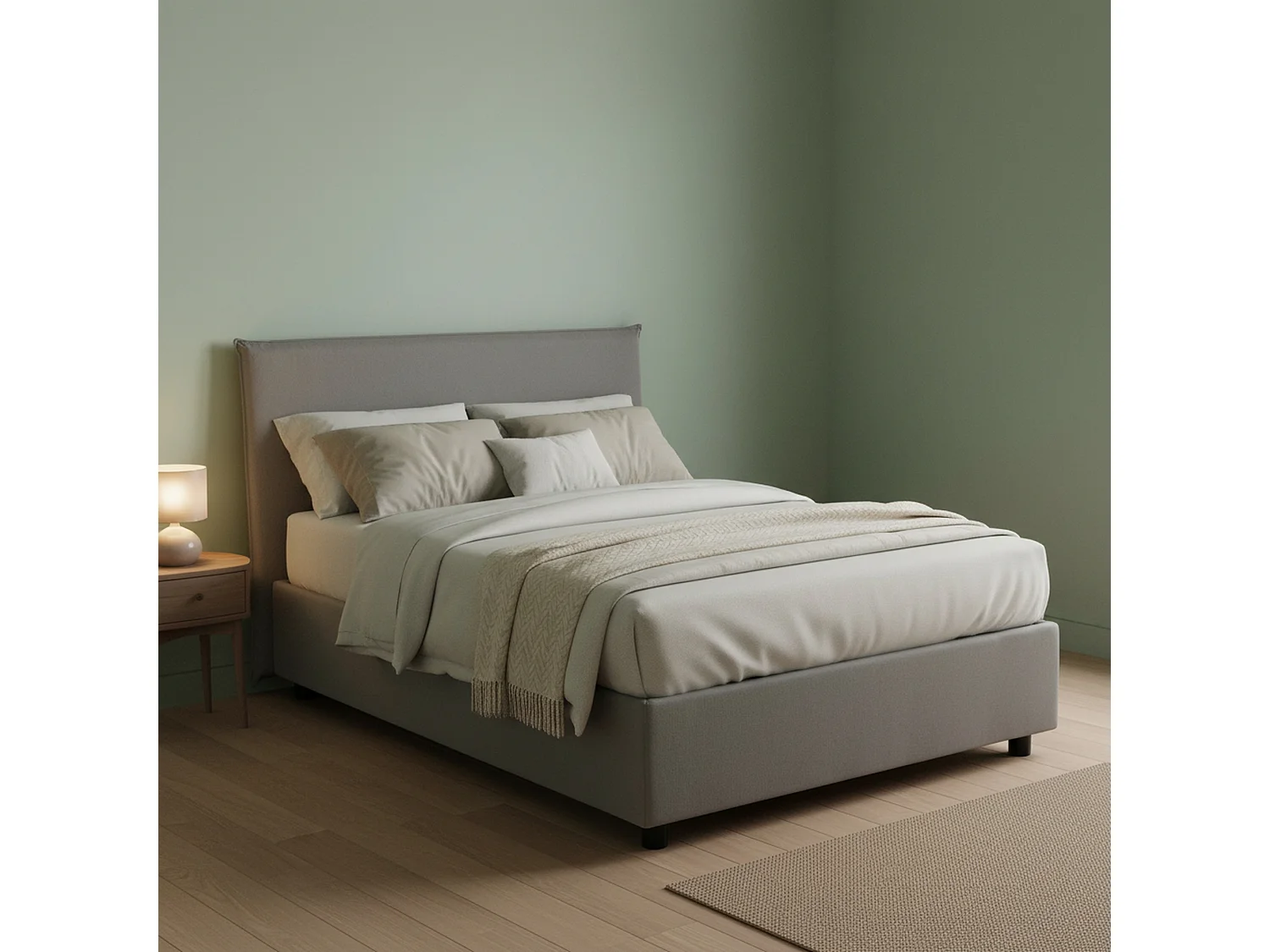 Lit double Daceret, lit coffre avec revêtement en tissu, 100% Made in Italy, ouverture frontale, avec matelas 120x190 cm inclus, Gris