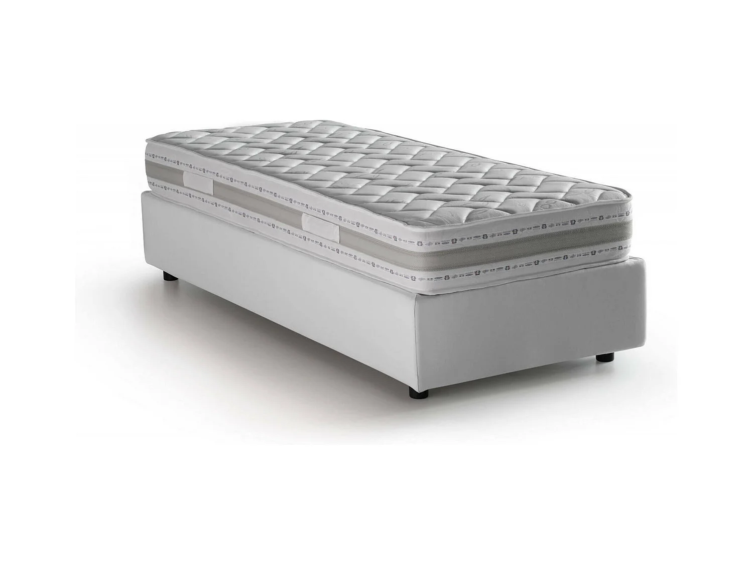 Dcassan eenpersoonsbed, Opbergbed met stoffen bekleding, 100% Made in Italy, Zijopening, inclusief matras van 80x190 cm, Wit