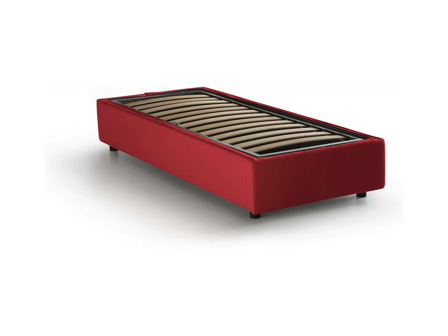 Dacerb eenpersoonsbed, Opbergbed met stoffen bekleding, 100% Made in Italy, Opening aan de voorkant, geschikt voor matras van 80x190 cm, Rood