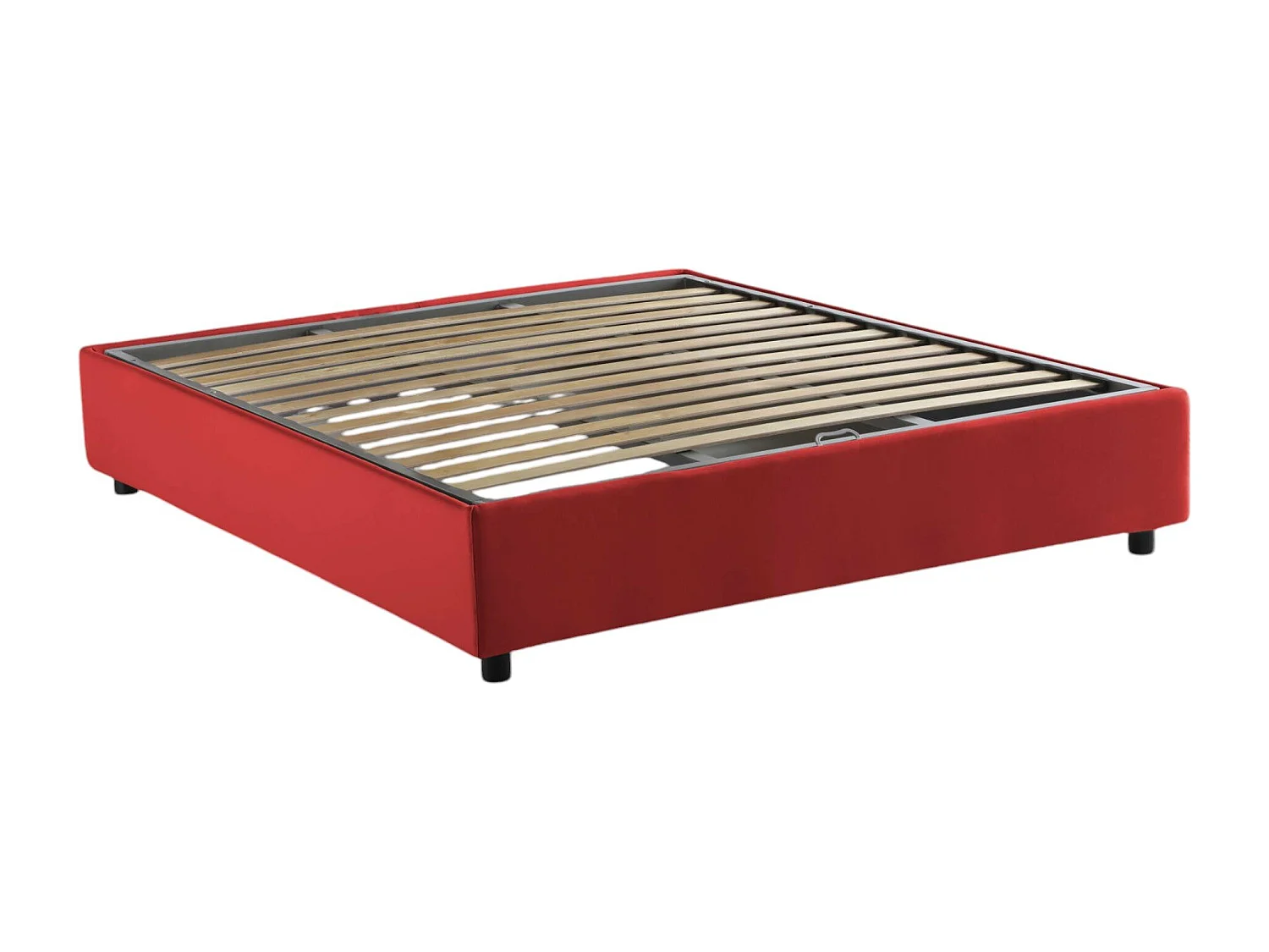 Lit double Dcacac, Lit coffre avec revêtement en tissu, 100% Made in Italy, Ouverture frontale, avec matelas 160x190 cm inclus, Rouge