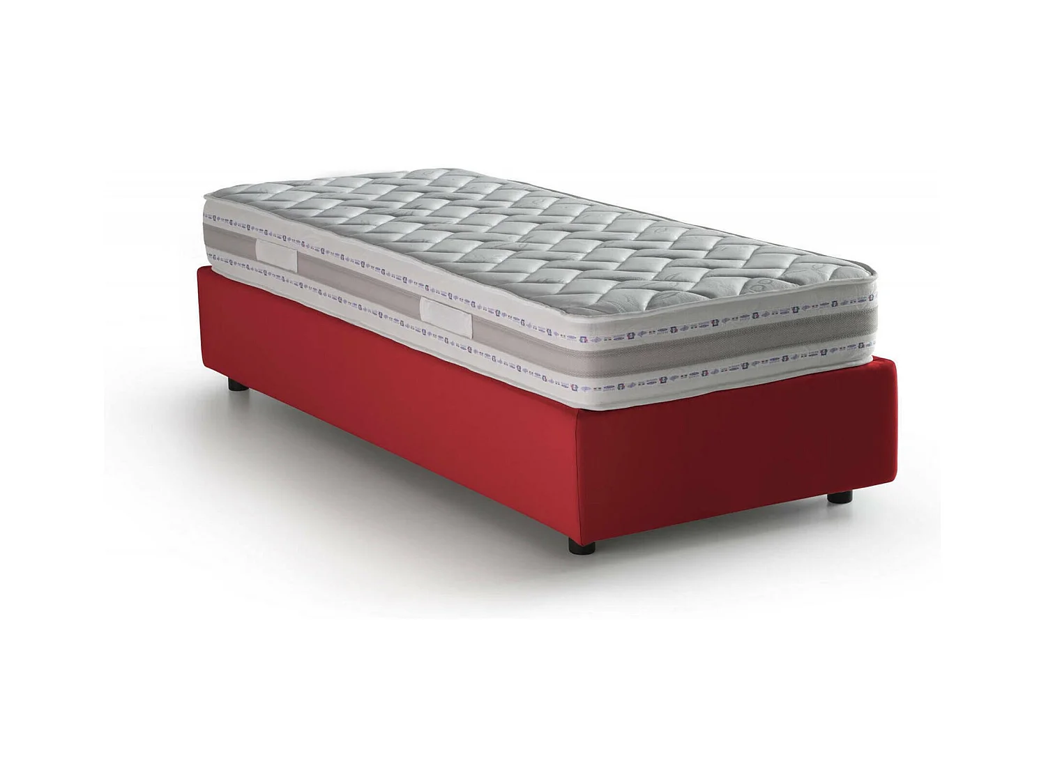 Dcassan eenpersoonsbed, Opbergbed met stoffen bekleding, 100% Made in Italy, Zijopening, inclusief matras van 80x190 cm, Rood