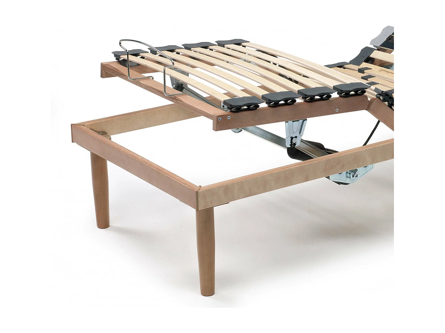 Sommier simple Dbuz, sommier à lattes en bois avec moteur, 100% Made in Italy, sommier orthopédique inclinable motorisé, 80x190h 34 cm