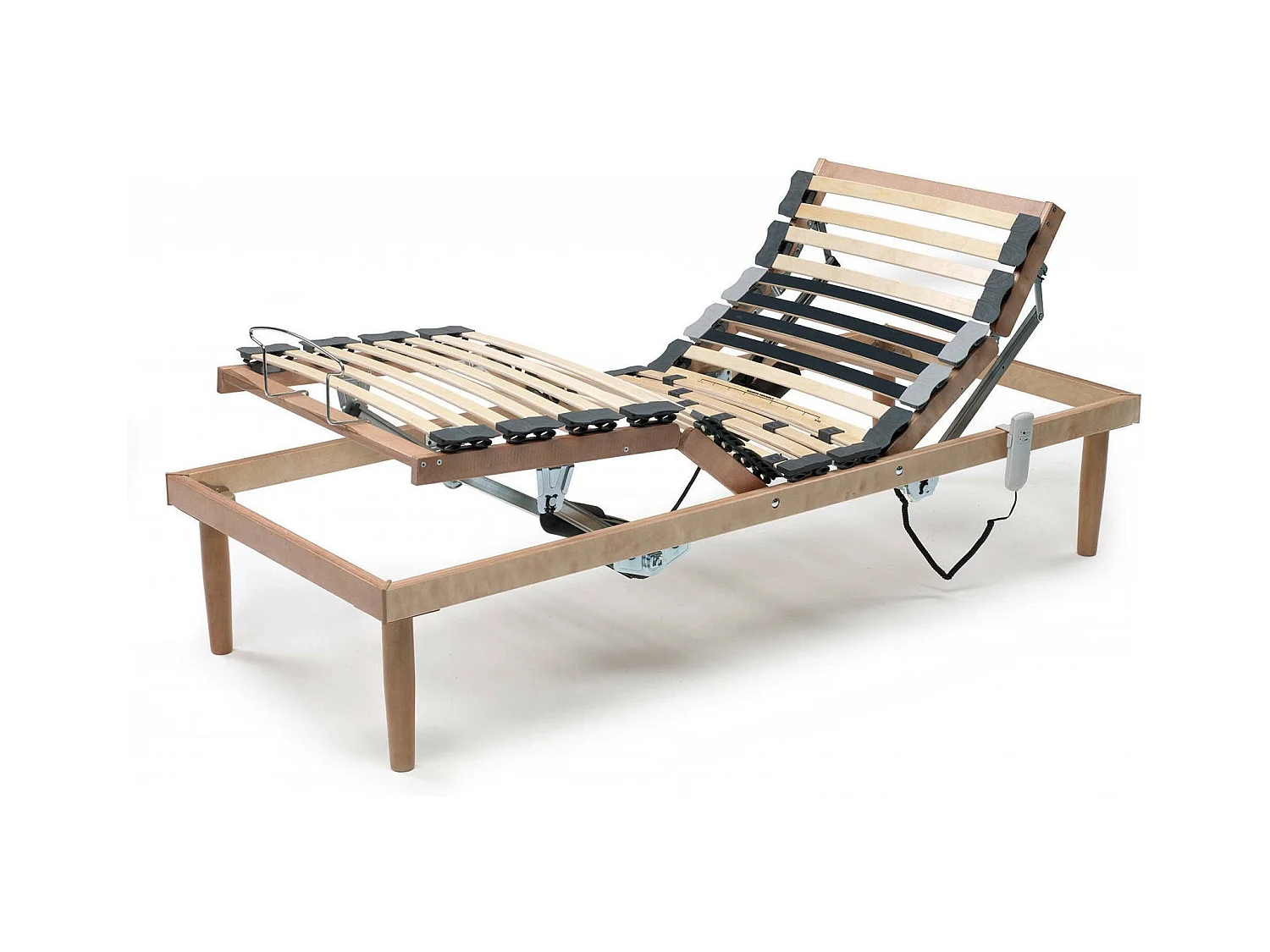 Dbuz eenpersoonsbedbodem, houten lattenbodem met motor, 100% Made in Italy, gemotoriseerde verstelbare orthopedische basis, 80x190h 34 cm