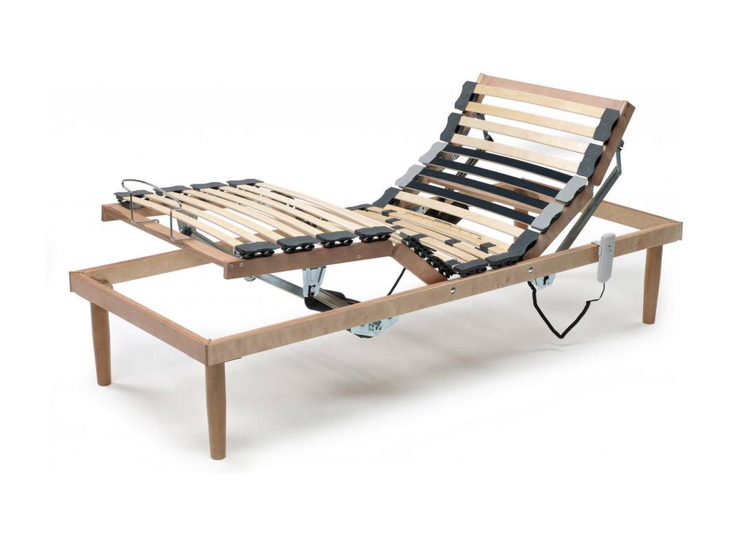 Dbuz eenpersoonsbedbodem, houten lattenbodem met motor, 100% Made in Italy, gemotoriseerde verstelbare orthopedische basis, 80x190h 34 cm
