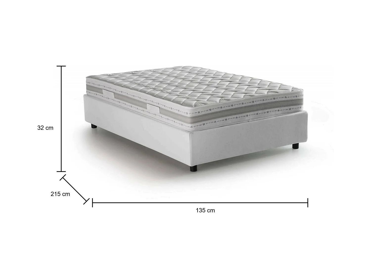Talamo Italia - Letto piazza e mezza Abici, con materasso Cm 120x200 incluso, Bianco
