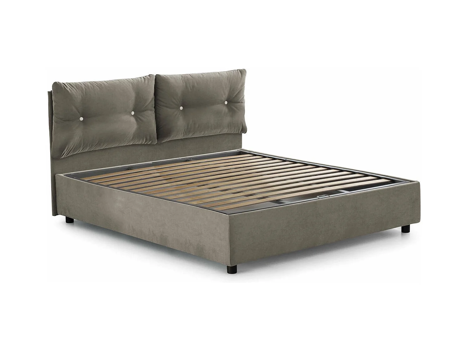 Lit double Dcun, Lit coffre avec revêtement en tissu, 100% Made in Italy, Ouverture frontale, adapté pour matelas 160x200 cm, Taupe
