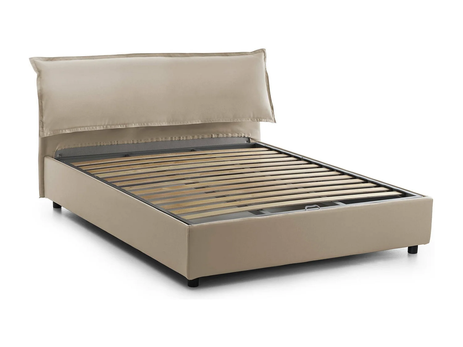 Dbiand tweepersoonsbed, opbergbed met afneembare hoes met gestoffeerd hoofdbord en opbergbedframe, 100% Made in Italy, geschikt voor matras 160x200 cm, Beige