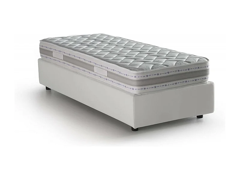 Talamo Italia - Letto singolo Ermanna, con materasso Cm 80x190 incluso, Bianco
