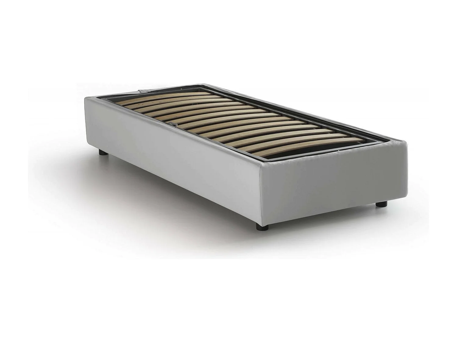 Lit simple Dabb, Lit coffre avec revêtement en éco-cuir, 100% Made in Italy, Ouverture latérale, avec matelas 80x190 cm inclus, Blanc