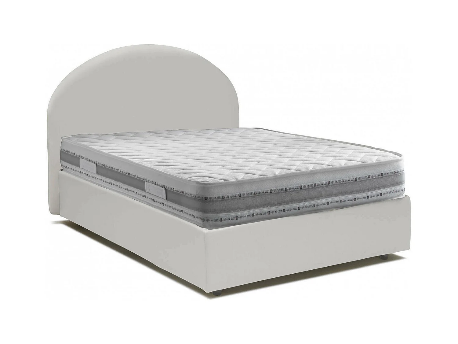 Dbisol tweepersoonsbed, opbergbed met bekleding van eco-leer, 100% Made in Italy, opening aan de voorkant, inclusief matras van 120x190 cm, Wit