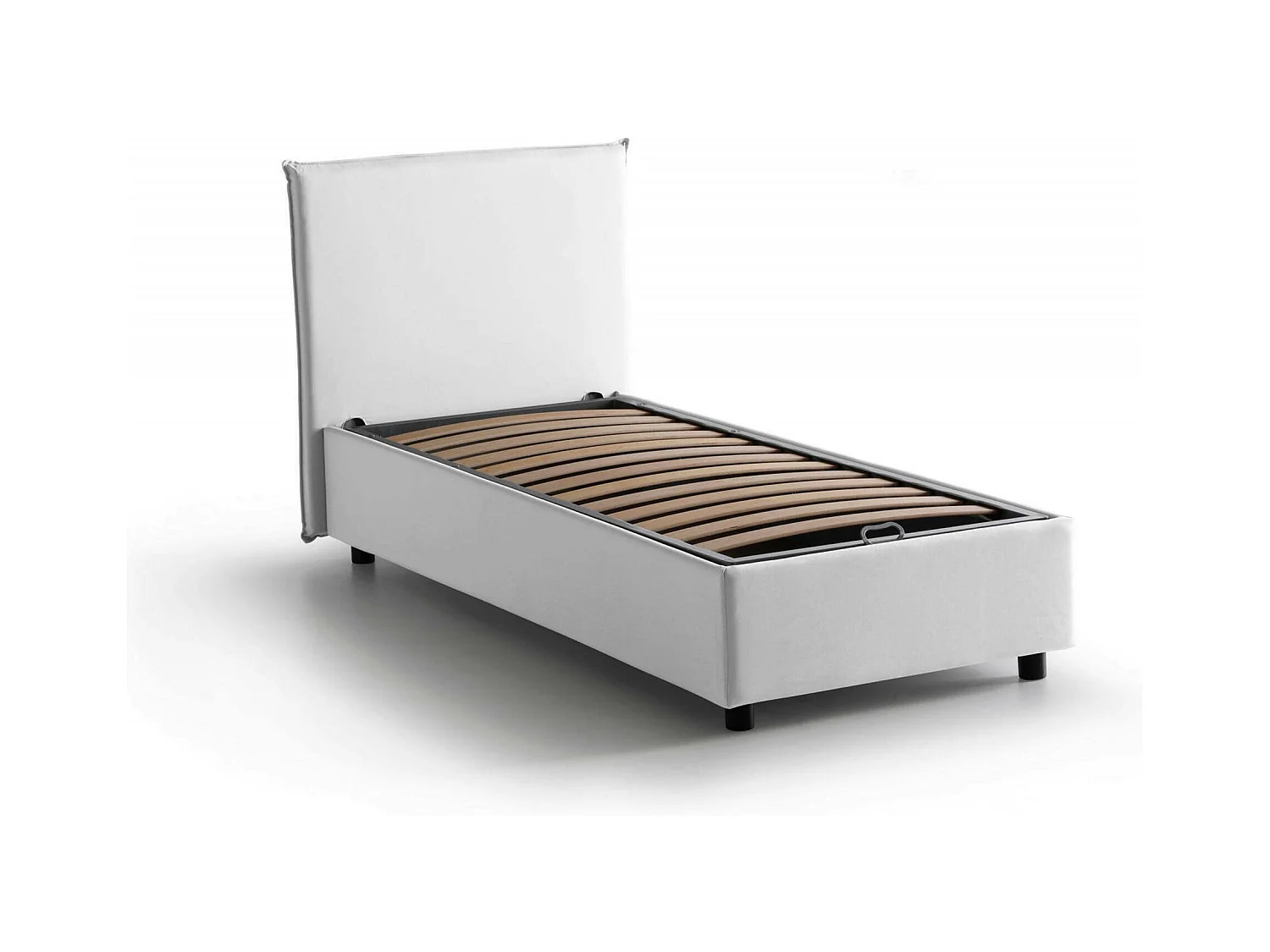 Darut eenpersoonsbed, Opbergbed met stoffen bekleding, 100% Made in Italy, Zijopening, geschikt voor matras 80x190 cm, Wit