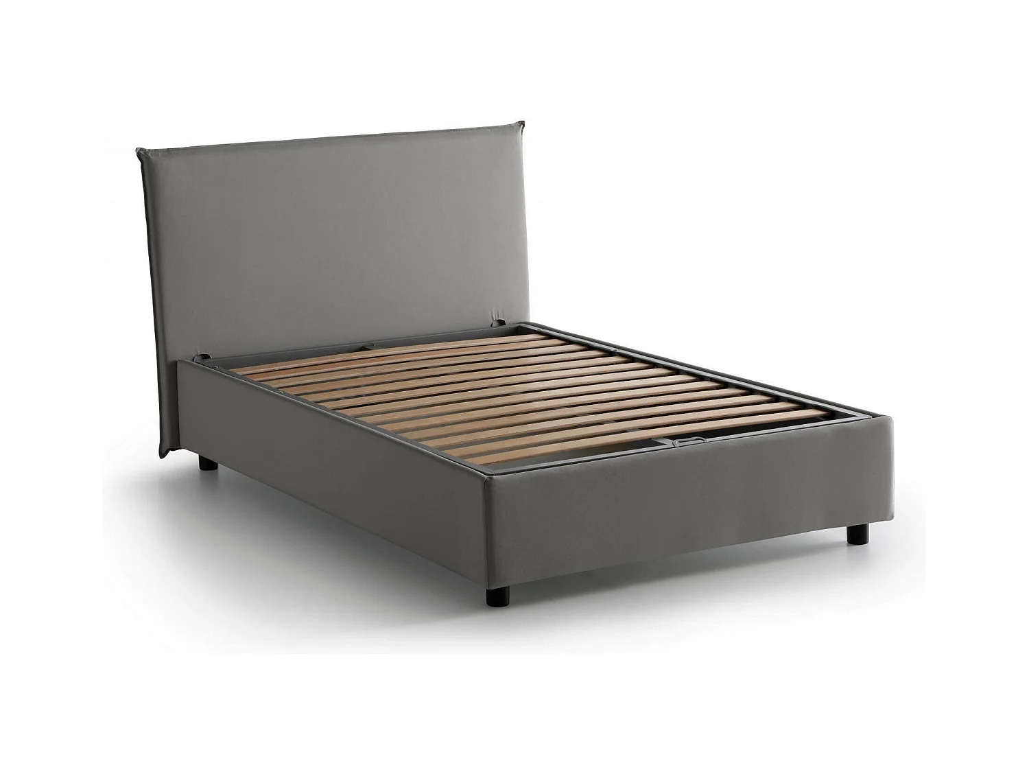 Daceva tweepersoonsbed, Opbergbed met stoffen bekleding, 100% Made in Italy, Opening aan de voorzijde, geschikt voor matras 120x200 cm, Grijs