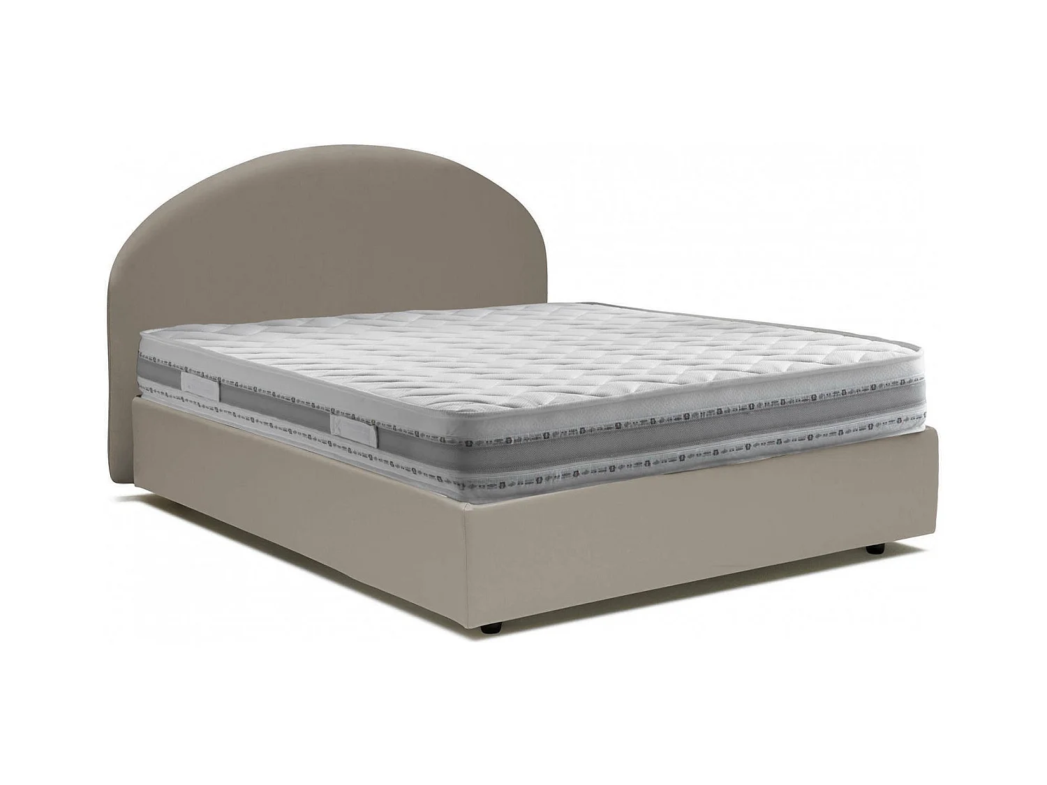 Lit double Dbombag, Lit coffre avec revêtement en éco-cuir, 100% Made in Italy, Ouverture frontale, avec matelas 160x190 cm inclus, Taupe