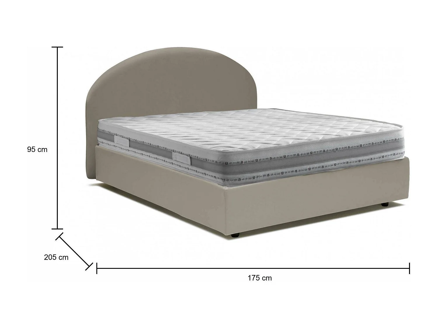 Dbombag tweepersoonsbed, Opbergbed met eco-lederen bekleding, 100% Made in Italy, Opening aan de voorzijde, inclusief matras 160x190 cm, Taupe
