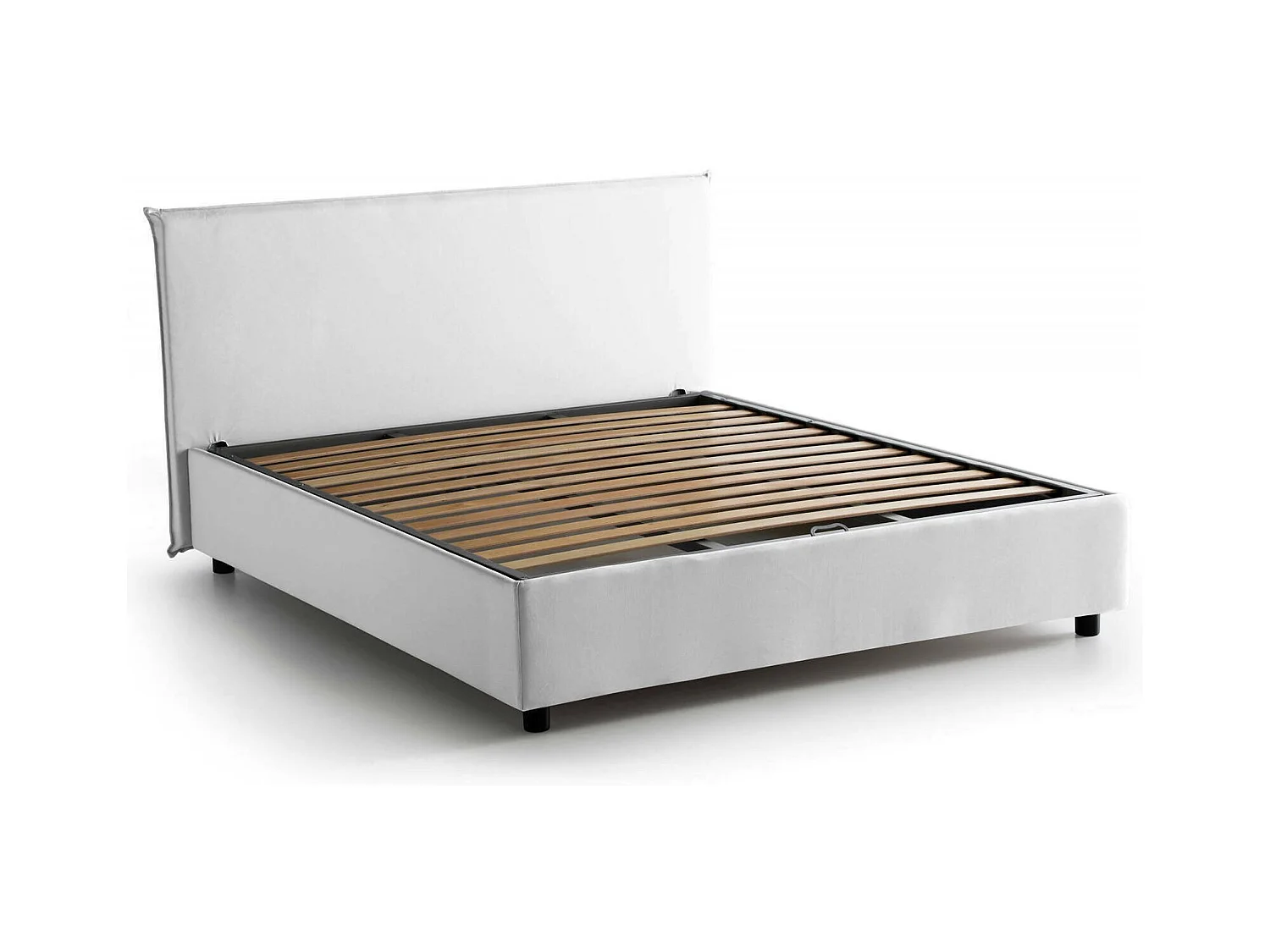 Lit double Dalfons, Lit coffre avec revêtement en tissu, 100% Made in Italy, Ouverture frontale, adapté pour matelas 140x200 cm, Blanc