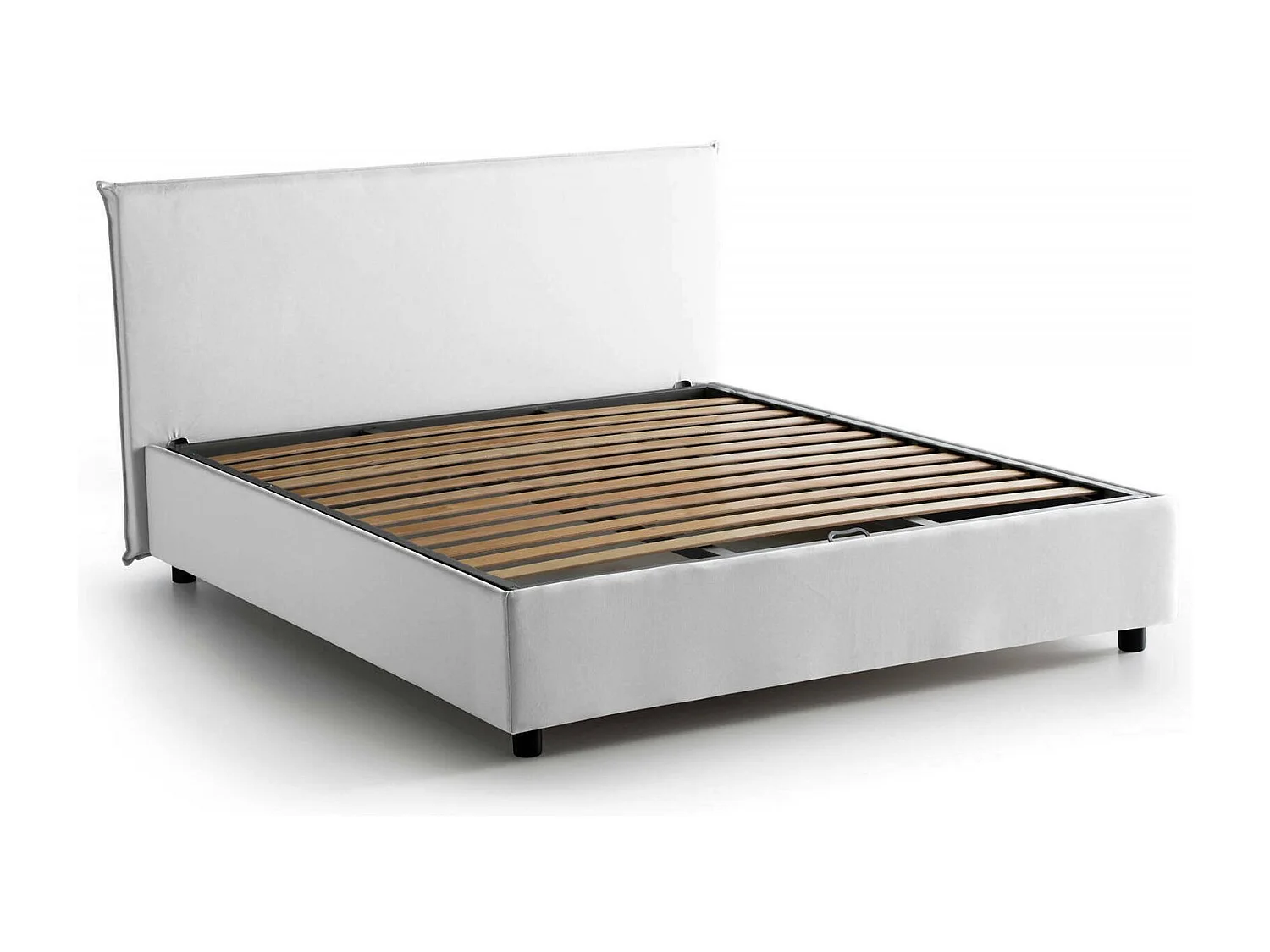 Doppelbett Dalfons, Containerbett mit Stoffbespannung, 100% Made in Italy, Frontöffnung, passend für Matratze Cm 140x200, WeiÃŸ