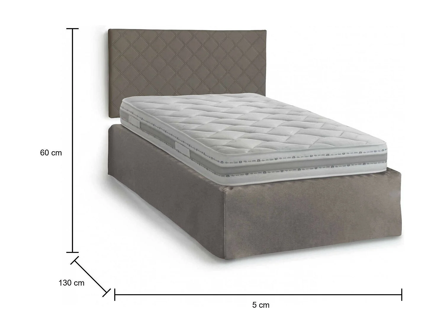 Talamo Italia - Letto piazza e mezza Opale, Cm 120x190, Tortora