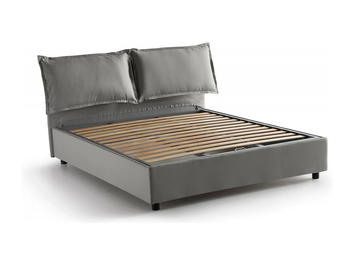 Dcarrar tweepersoonsbed, Opbergbed met stoffen bekleding, 100% Made in Italy, Opening aan de voorkant, inclusief matras 160x190 cm, Grijs