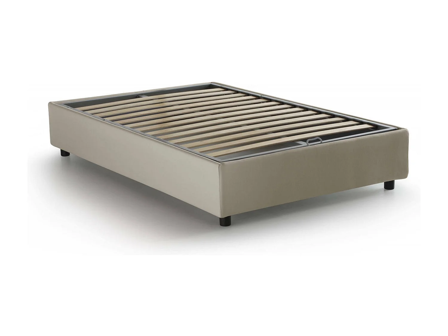 Quadratisches und halbes Bett Dbamb, Containerbett mit Stoffbespannung, 100% Made in Italy, Frontöffnung, inklusive Matratze Cm 120x190, Beige