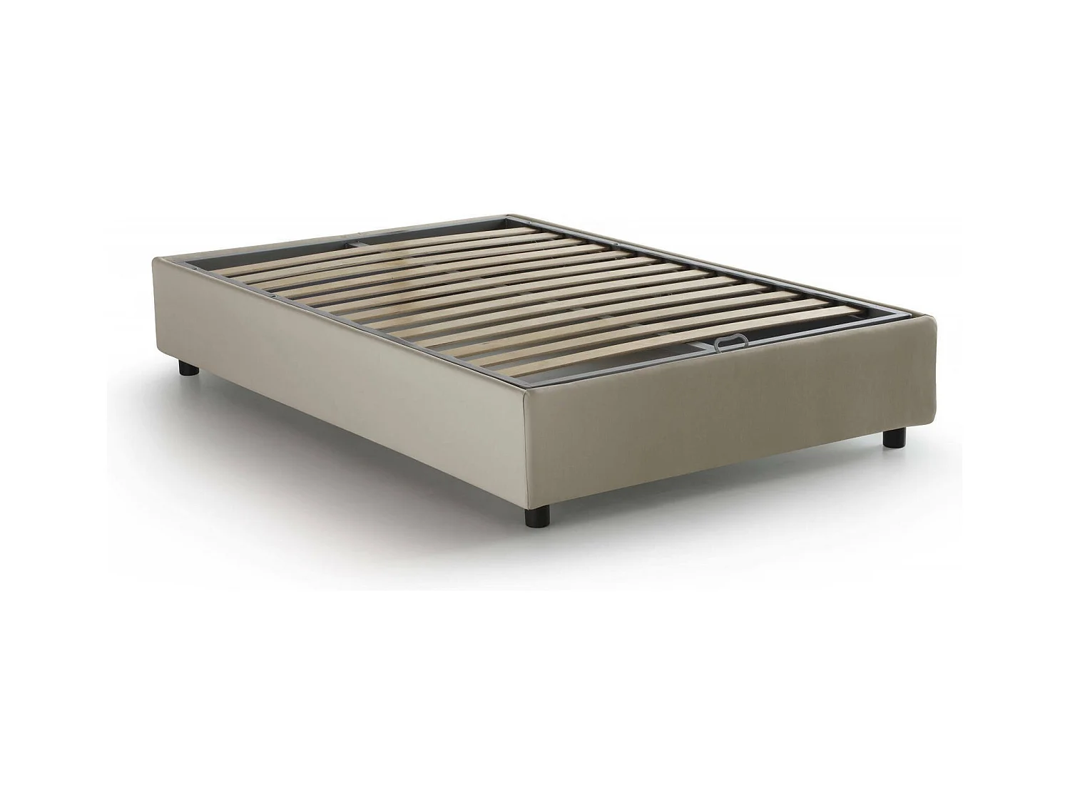 Quadratisches und halbes Bett Dbamb, Containerbett mit Stoffbespannung, 100% Made in Italy, Frontöffnung, inklusive Matratze Cm 120x190, Beige