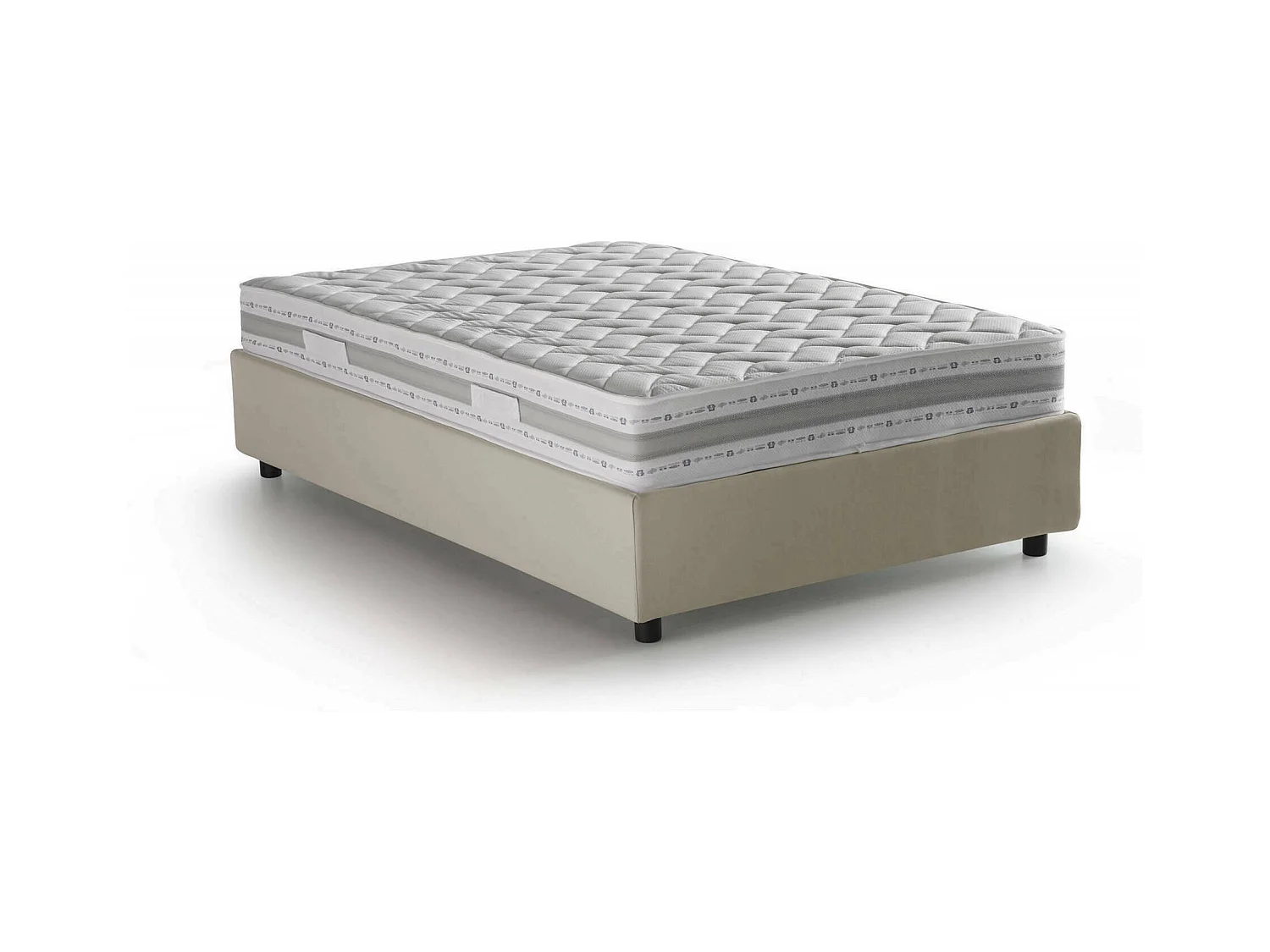 Dbamb tweepersoonsbed, Opbergbed met stoffen bekleding, 100% Made in Italy, Opening aan de voorkant, inclusief matras van 120x190 cm, Beige
