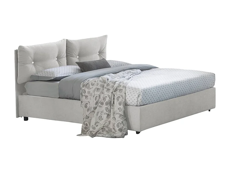 Djankt tweepersoonsbed, opbergbed met stoffen bekleding, 100% Made in Italy, opening aan de voorkant, geschikt voor matras 120x190 cm, wit