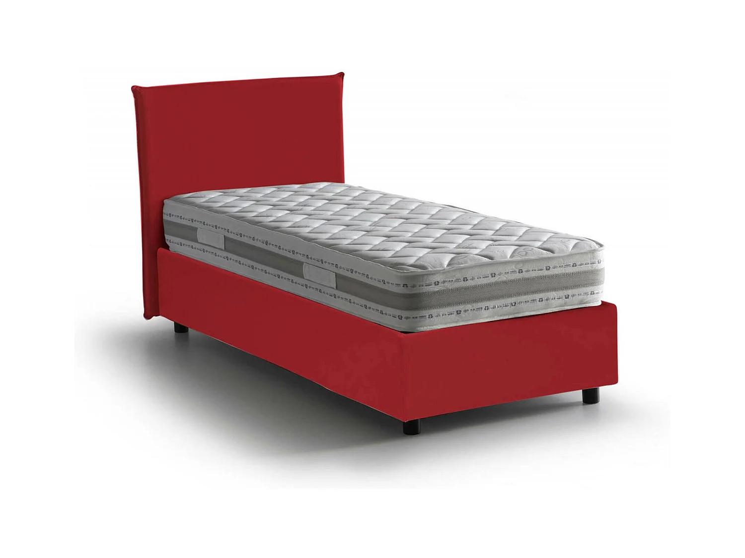 Lit simple Dban, Lit coffre avec revêtement en tissu, 100% Made in Italy, Ouverture frontale, avec matelas 90x190 cm inclus, Rouge