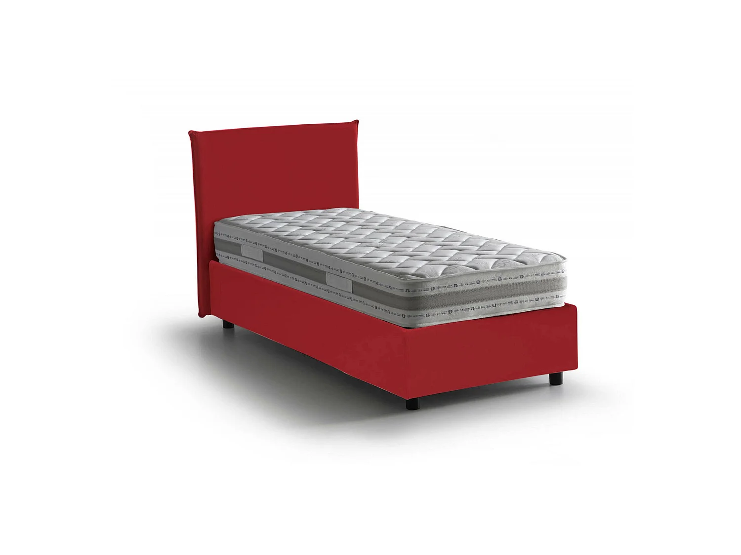 Lit simple Dban, Lit coffre avec revêtement en tissu, 100% Made in Italy, Ouverture frontale, avec matelas 90x190 cm inclus, Rouge