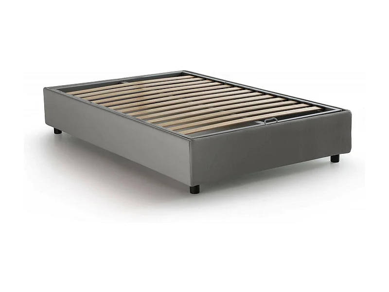 Lit double Daccardi, Lit coffre avec revêtement en tissu, 100% Made in Italy, Ouverture frontale, adapté pour matelas 120x200 cm, Gris