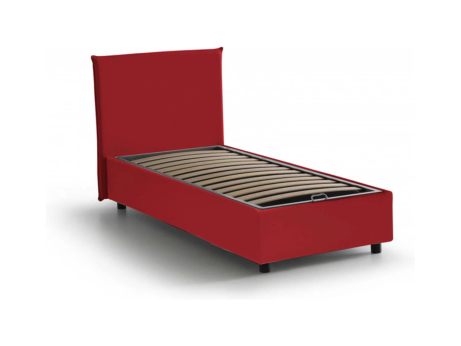 Darut eenpersoonsbed, Opbergbed met stoffen bekleding, 100% Made in Italy, Zijopening, geschikt voor matras 80x190 cm, Rood