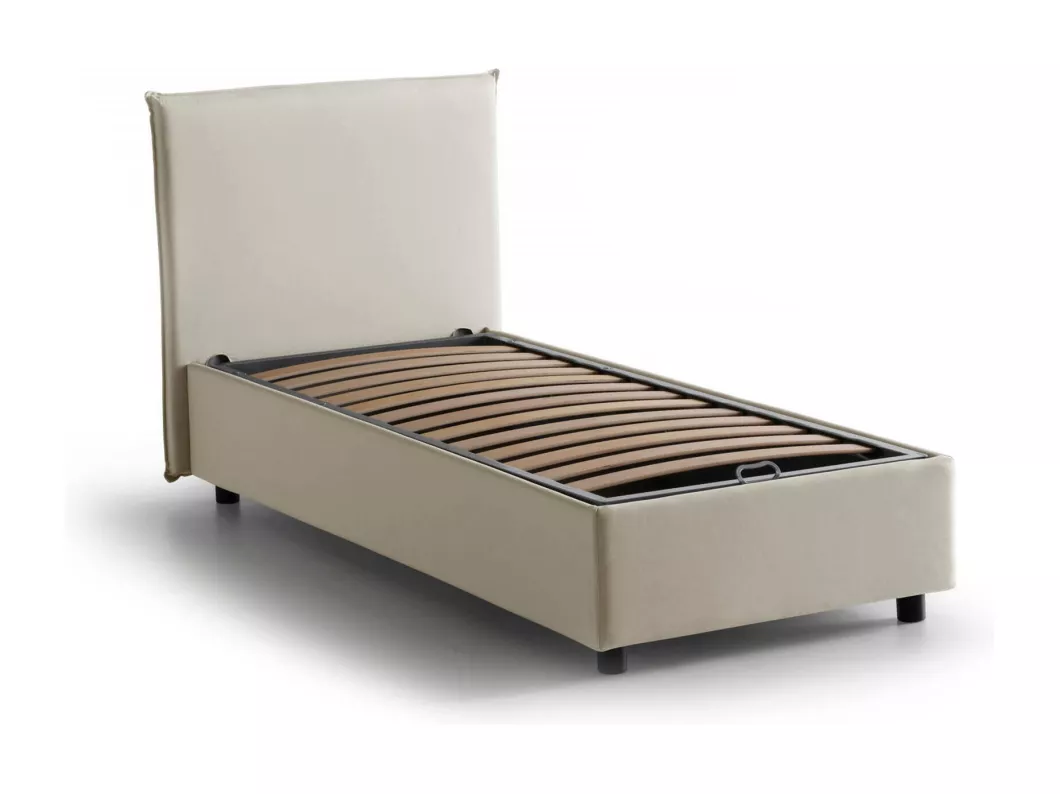 Kauf Unique Einzelbett Dbasell, Containerbett mit Stoffbespannung, 100% Made in Italy, Frontöffnung, passend für Matratze Cm 90x200, Beige