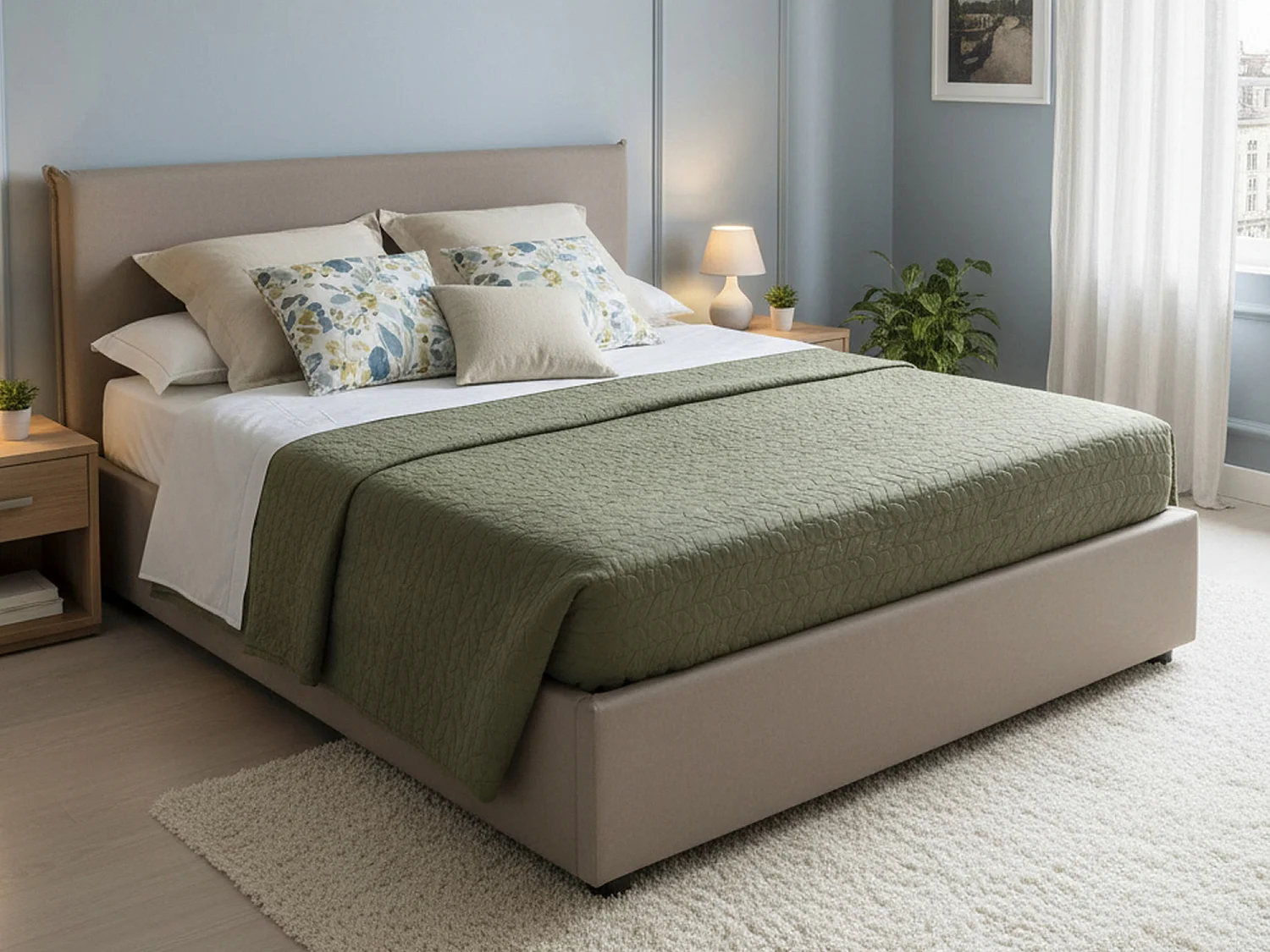 Lit double Damia, Lit coffre avec revêtement en éco-cuir, 100% Made in Italy, Ouverture frontale, adapté pour matelas 160x200 cm, gris tourterelle