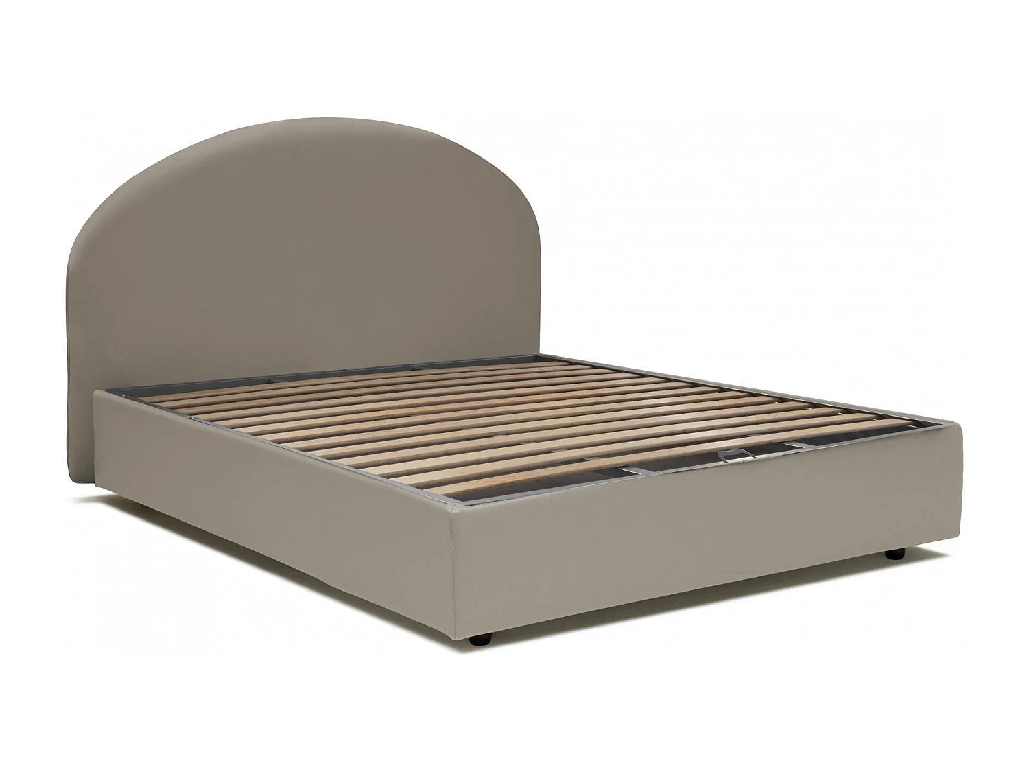 Cama de casal Dbohine, Cama de armazenamento com forro de couro ecológico, 100% Fabricado na Itália, Abertura frontal, adequada para colchão 160x190 cm, cinza pomba