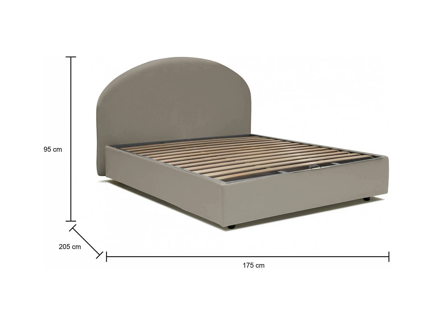 Doppelbett Dbohine, Containerbett mit Kunstlederbezug, 100% Made in Italy, Frontöffnung, passend für Matratze 160x190 cm, Turteltaube