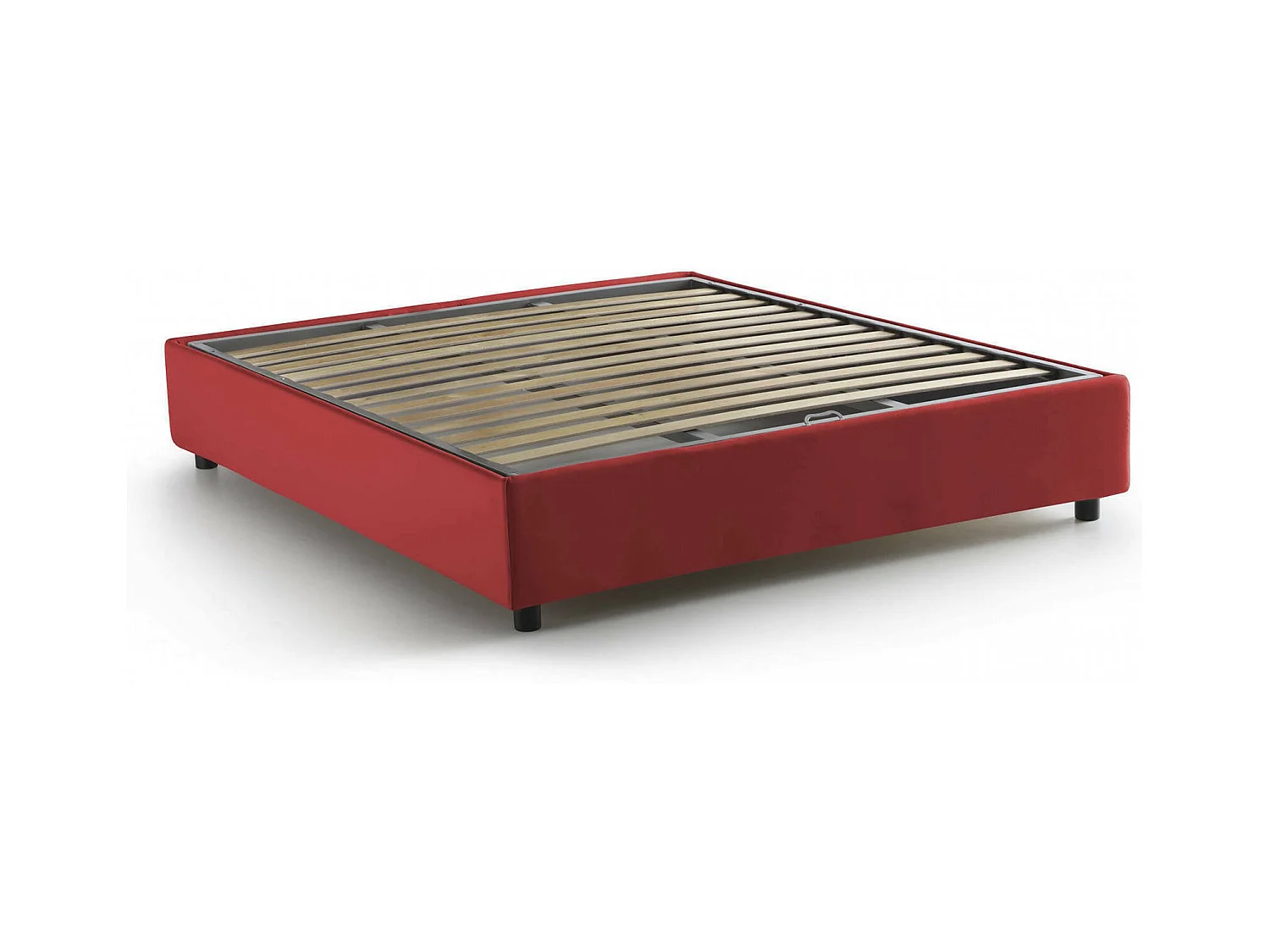 Lit double Dagazz, Lit coffre avec revêtement en tissu, 100% Made in Italy, Ouverture frontale, adapté pour matelas 140x190 cm, Rouge