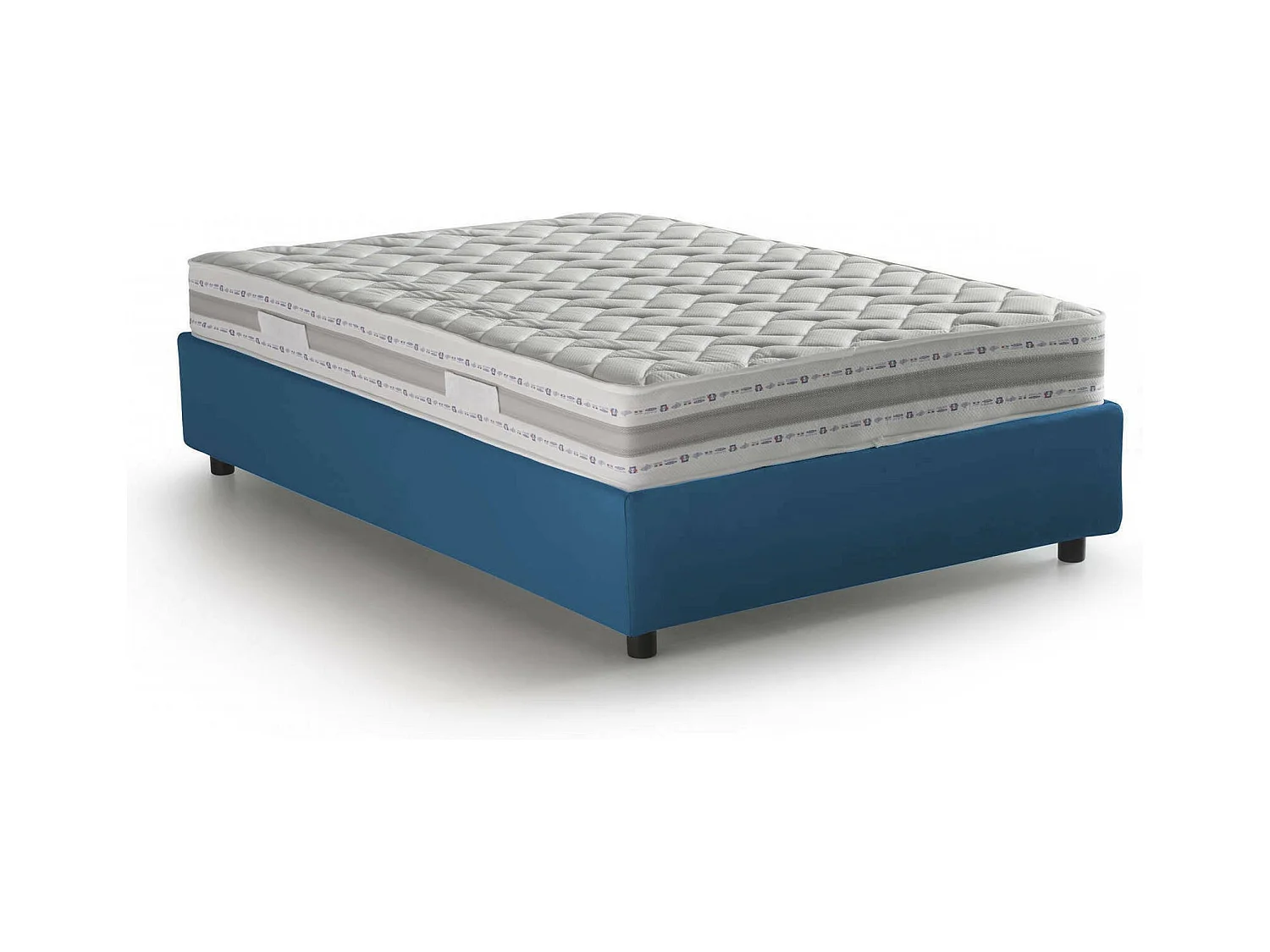 Lit double Dmalizi, Lit coffre avec revêtement en tissu, 100% Made in Italy, Ouverture frontale, avec matelas 120x200 cm inclus, Bleu