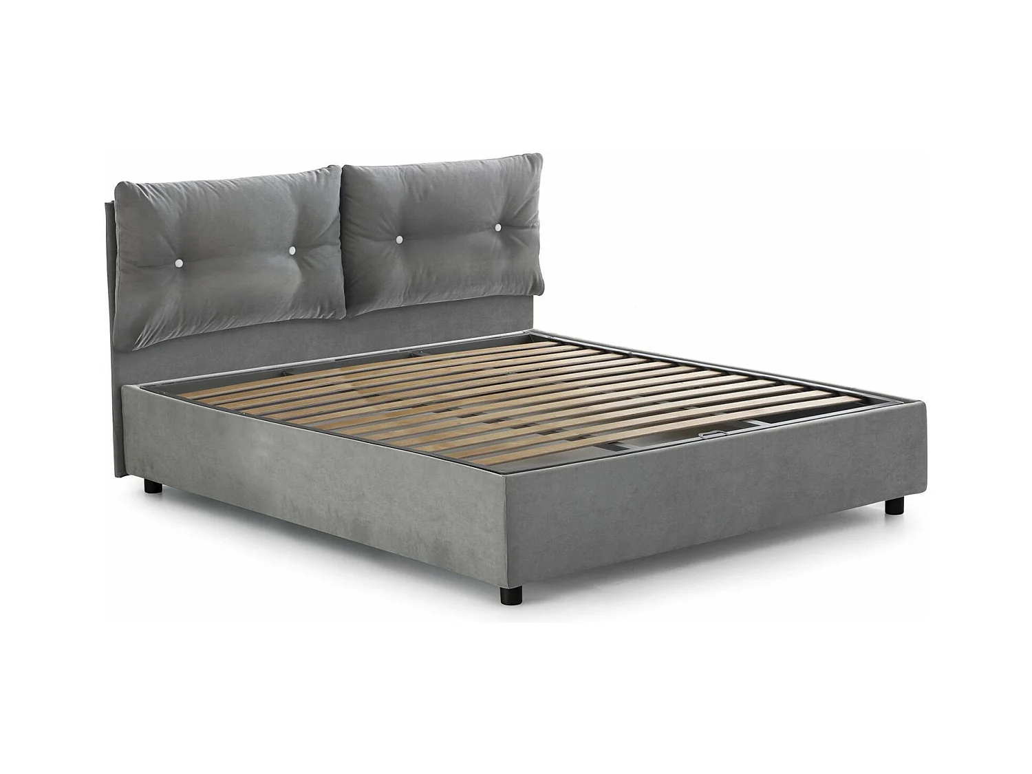 Djankt tweepersoonsbed, Opbergbed met stoffen bekleding, 100% Made in Italy, Opening aan de voorzijde, geschikt voor matras 120x190 cm, Grijs