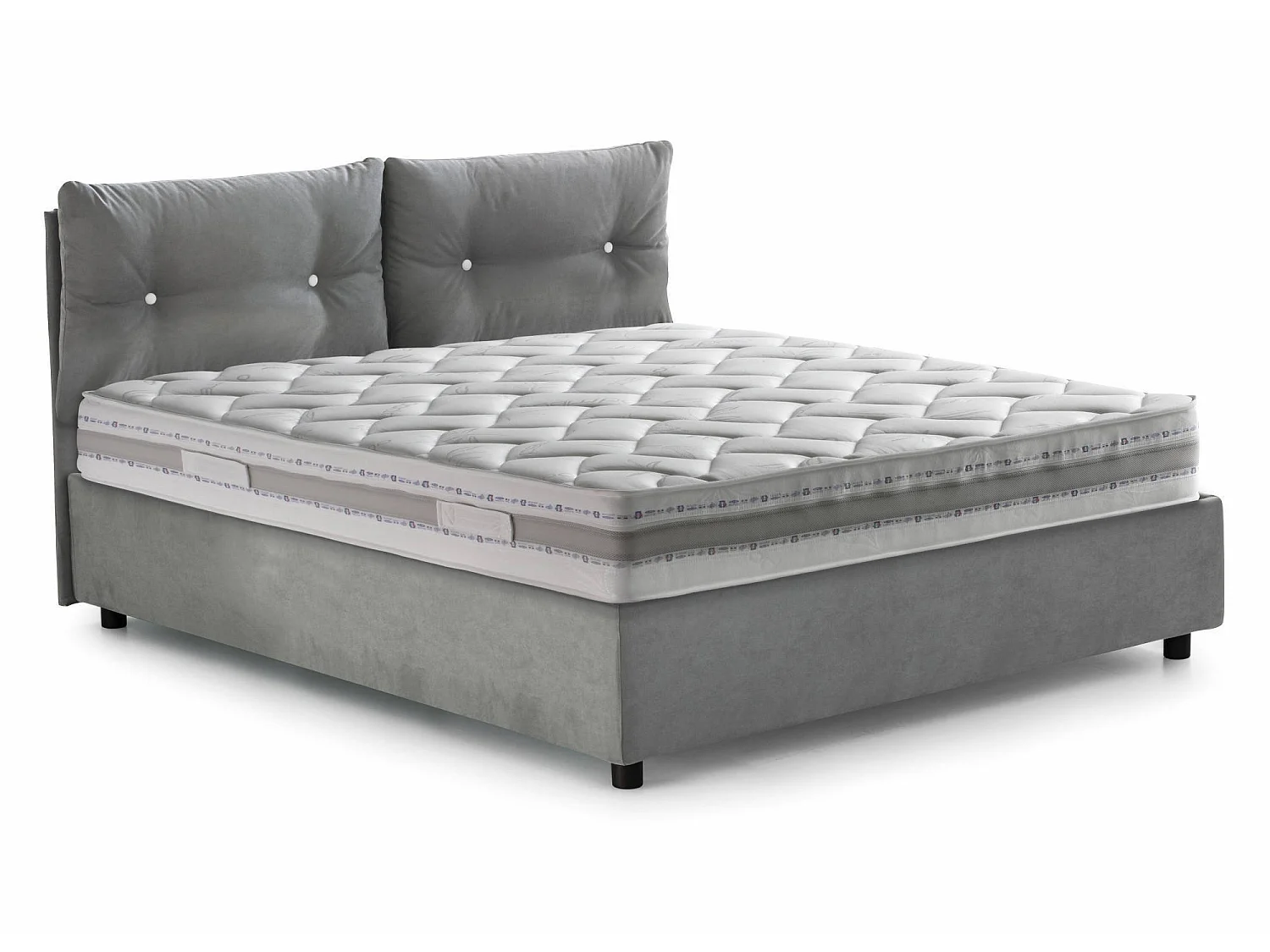 Letto Piazza e Mezza Agamennone, Sfoderabile Made in Italy, 135x205 cm Grigio