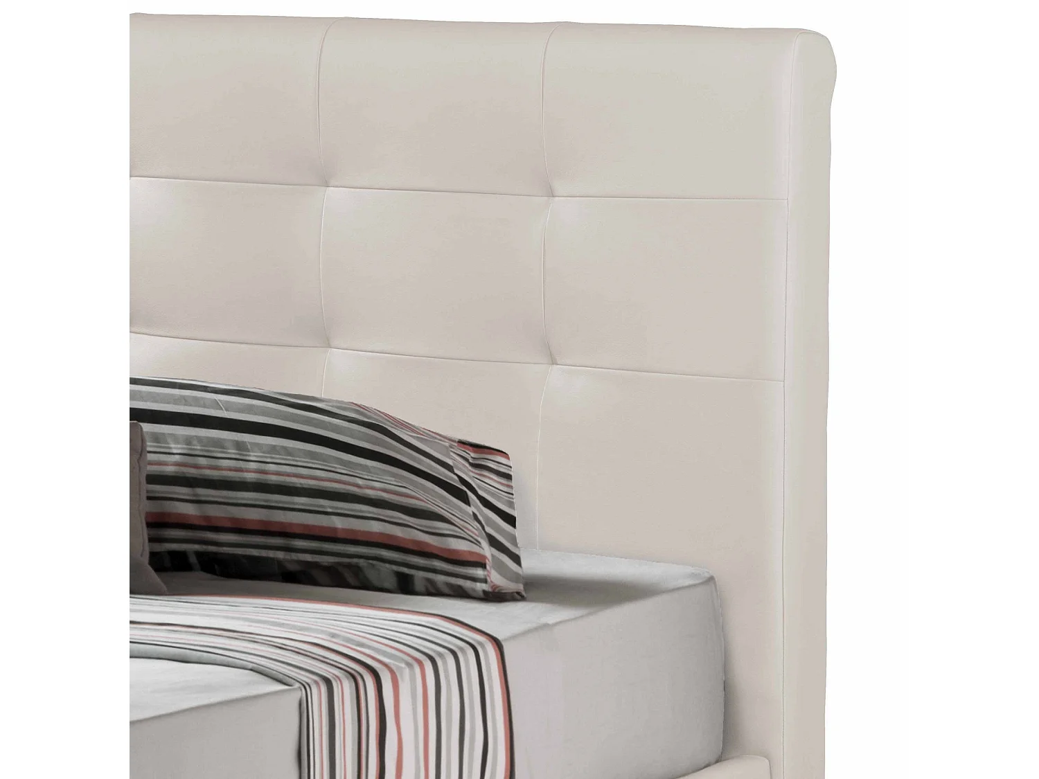 Cama de casal Dnannin, Cama de armazenamento e cabeceira em couro ecológico, 100% Fabricado na Itália, Abertura frontal, adequada para colchão 160x190 cm, Branco