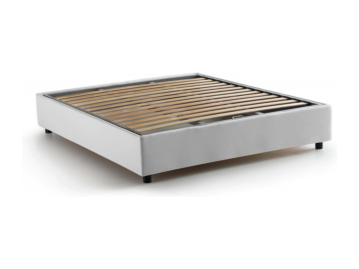 Lit double Dagazz, Lit coffre avec revêtement en tissu, 100% Made in Italy, Ouverture frontale, adapté pour matelas 140x190 cm, Blanc