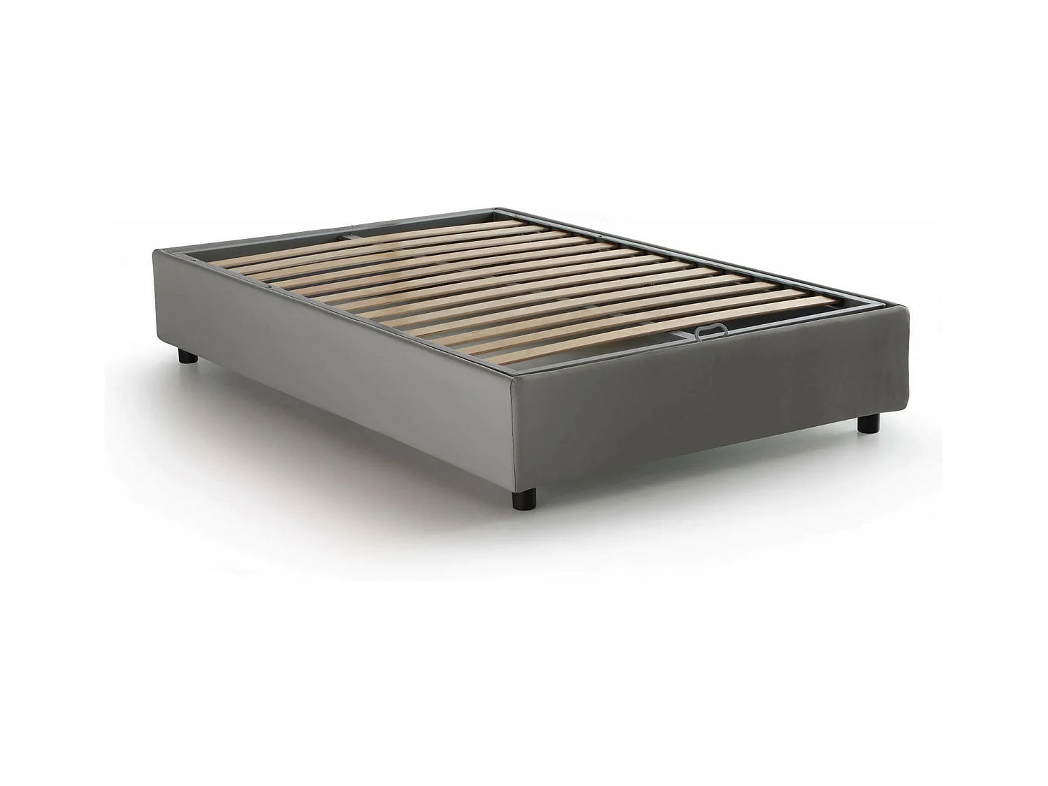Lit double Daronic, Lit coffre avec revêtement en tissu, 100% Made in Italy, Ouverture latérale, adapté pour matelas 120x190 cm, Gris