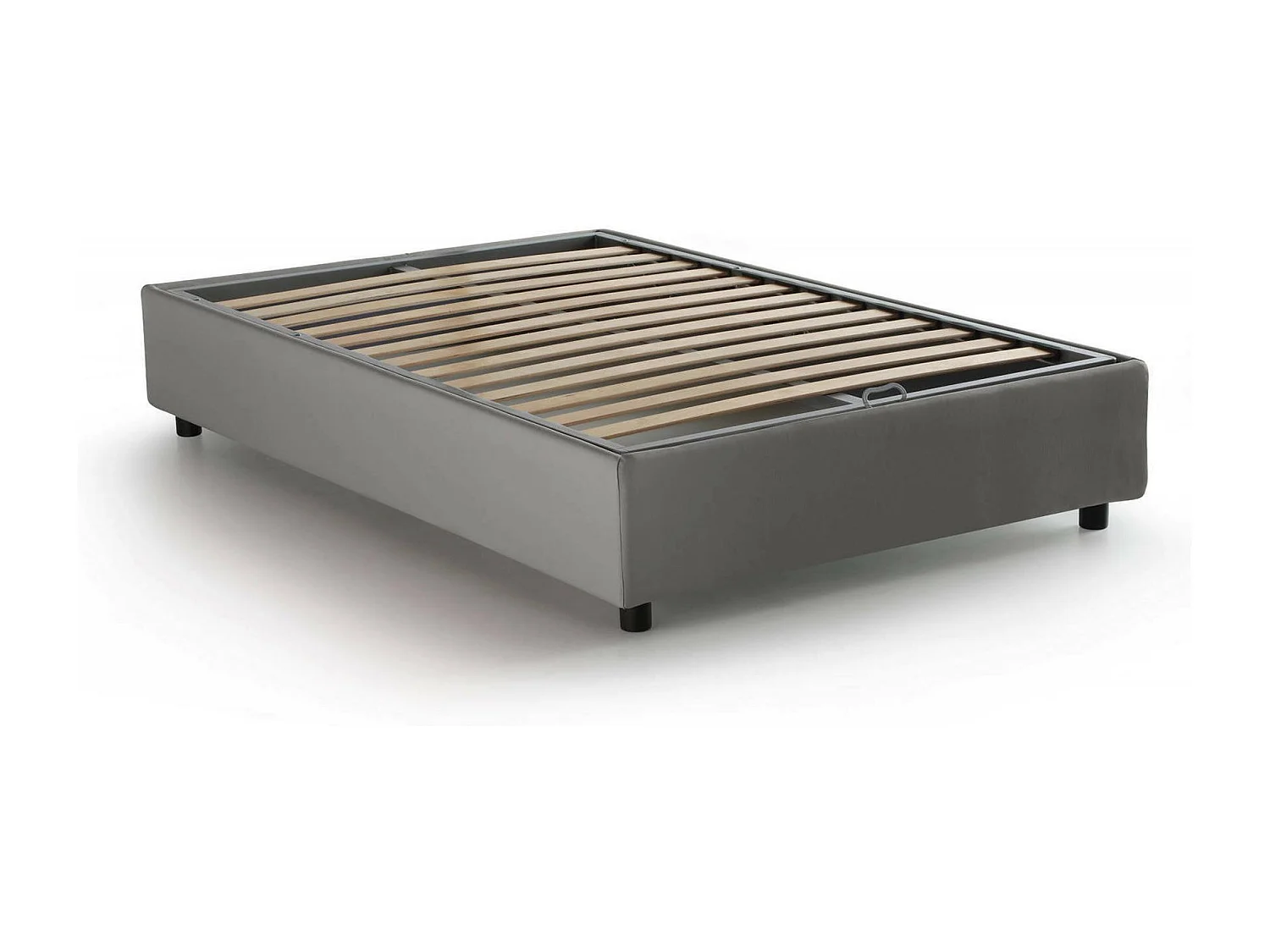 Cama de plaza y media Daronic, Cama contenedor con revestimiento de tela, 100% Made in Italy, Apertura lateral, adecuado para colchón Cm 120x190, Gris