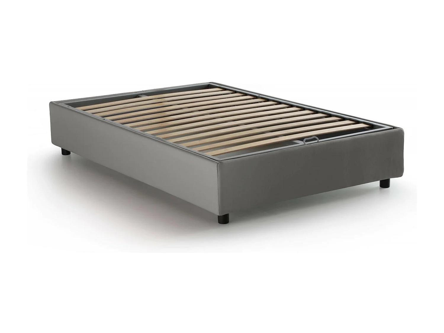 Cama de plaza y media Daronic, Cama contenedor con revestimiento de tela, 100% Made in Italy, Apertura lateral, adecuado para colchón Cm 120x190, Gris