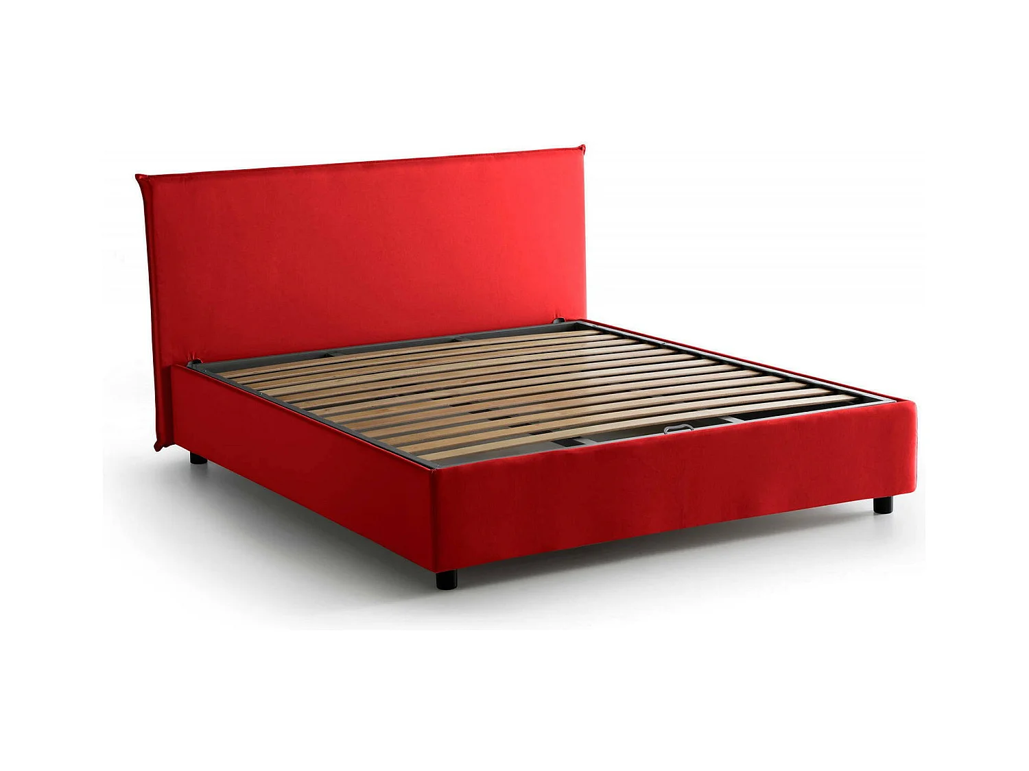 Lit double Dadorn, Lit coffre avec revêtement en tissu, 100% Made in Italy, Ouverture frontale, adapté pour matelas 140x190 cm, Rouge